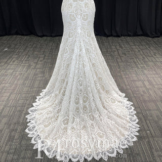Elegant High-Neck Lace Mermaid Wedding Dresses Bridal Gowns - Rosymae