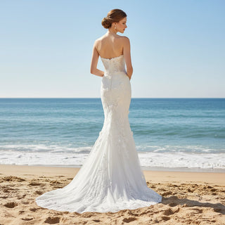 Elegant Lace Mermaid Wedding Dress with Long Sleeve Jacket - Rosymae