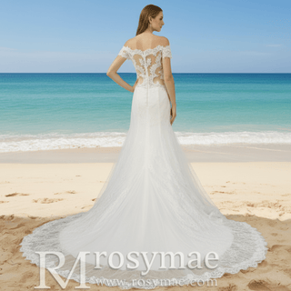 Elegant Lace Mermaid Wedding Dress with Off The Shoulder - Rosymae