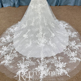 Elegant Long Sleeve Trumpet Wedding Dress with Square Neckline - Rosymae