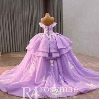 Elegant & Luxury Off Shoulder Glitter Ballgown Purple Quinceanera Dresses - Rosymae