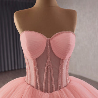 Elegant Maxi Sweetheart Blush Pink Quinceanera Dress with Wrap - Rosymae