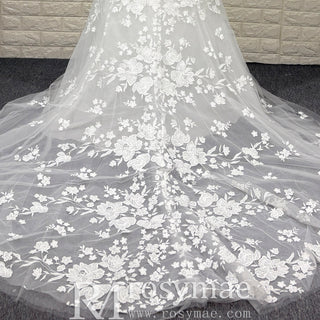 Gorgeous Mermaid Lace Appliqued Wedding Dress with Vneck