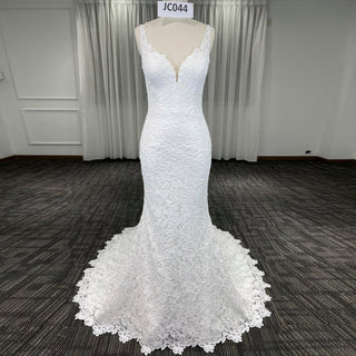 Elegant Multi-Lace Tank V-Neck Mermaid Wedding Dress - Rosymae