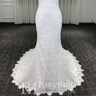Elegant Multi-Lace Tank V-Neck Mermaid Wedding Dress - Rosymae
