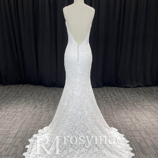 Elegant Multi-Lace Tank V-Neck Mermaid Wedding Dress - Rosymae