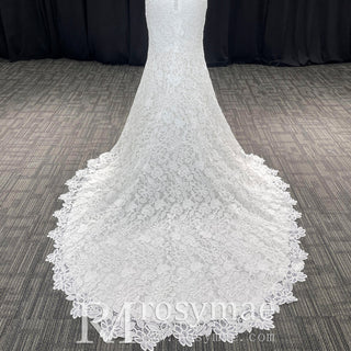 Elegant Multi-Lace Tank V-Neck Mermaid Wedding Dress - Rosymae