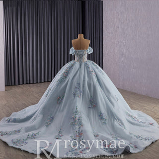 Elegant Off Shoulder Ball Gown Quinceanera Dresses with Sheer Bodice - Rosymae