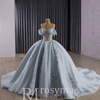 Elegant Off Shoulder Ball Gown Quinceanera Dresses with Sheer Bodice - Rosymae