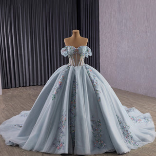 Elegant Off Shoulder Ball Gown Quinceanera Dresses with Sheer Bodice - Rosymae