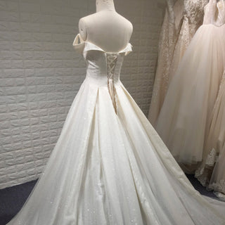 Elegant Off-the-Shoulder Classic Wedding Dresses with V-neck - Rosymae