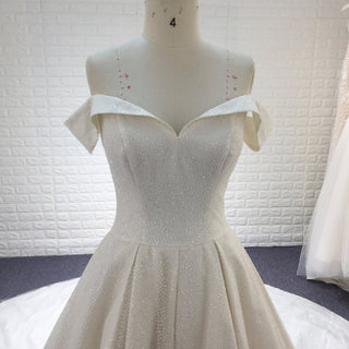Elegant Off-the-Shoulder Classic Wedding Dresses with V-neck - Rosymae