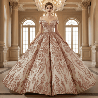 Elegant Off The Shoulder Sequin Ball Gown Sparky Quinceanera Dress - Rosymae