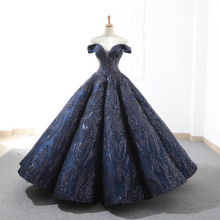 Elegant Off The Shoulder Sequin Ball Gown Sparky Quinceanera Dress - Rosymae