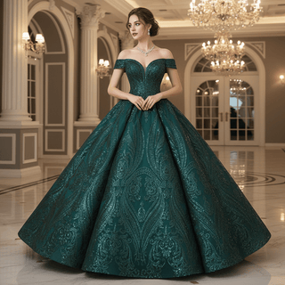 Elegant Off The Shoulder Sequin Ball Gown Sparky Quinceanera Dress - Rosymae