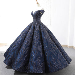 Elegant Off The Shoulder Sequin Ball Gown Sparky Quinceanera Dress - Rosymae
