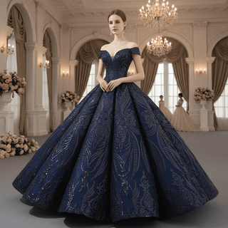 Elegant Off The Shoulder Sequin Ball Gown Sparky Quinceanera Dress - Rosymae