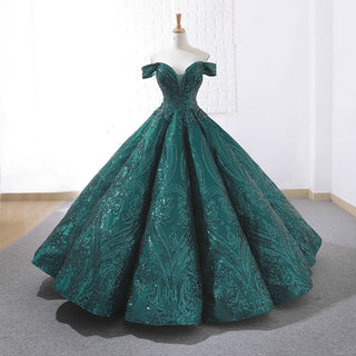 Elegant Off The Shoulder Sequin Ball Gown Sparky Quinceanera Dress - Rosymae