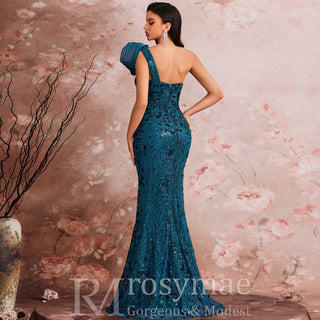 Elegant One Shoulder Formal Dress Luxurious Elegant Long Party Gown - Rosymae