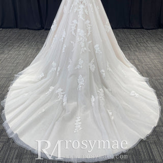 Elegant Plus Size A-Line Glitter Tulle Lace Wedding Dresses & Bridal Gowns - Rosymae