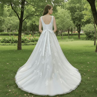 Elegant Plus Size A-Line Glitter Tulle Lace Wedding Dresses & Bridal Gowns - Rosymae