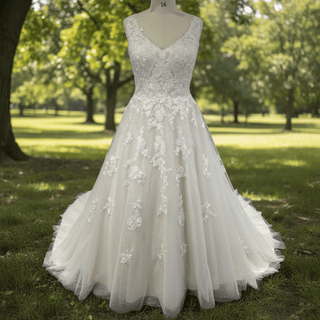 Elegant Plus Size A-Line Glitter Tulle Lace Wedding Dresses & Bridal Gowns - Rosymae