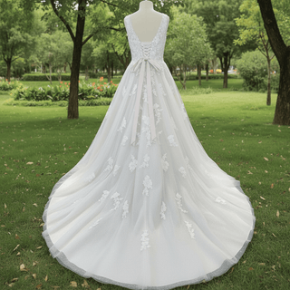 Elegant Plus Size A-Line Glitter Tulle Lace Wedding Dresses & Bridal Gowns - Rosymae