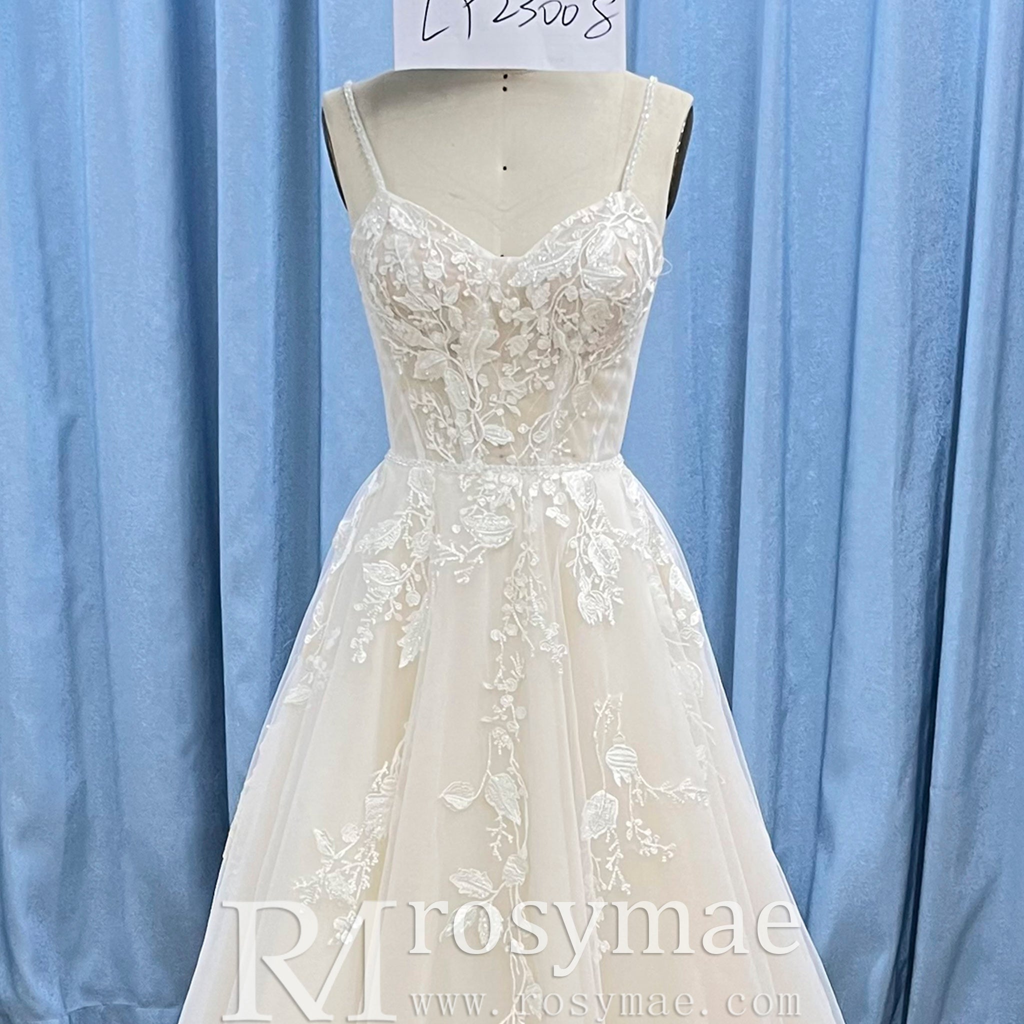 Elegant Princess Tulle A-Line Wedding Gown with 3D Floral Appliqués - Rosymae