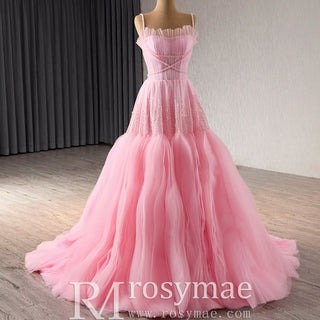 Elegant Prom Gown Wedding Guest Dress With Spaghetti Straps - Rosymae