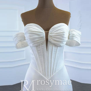 Elegant Ruffle Skirt Trumpet Wedding Dress with Detachable Sleeves - Rosymae