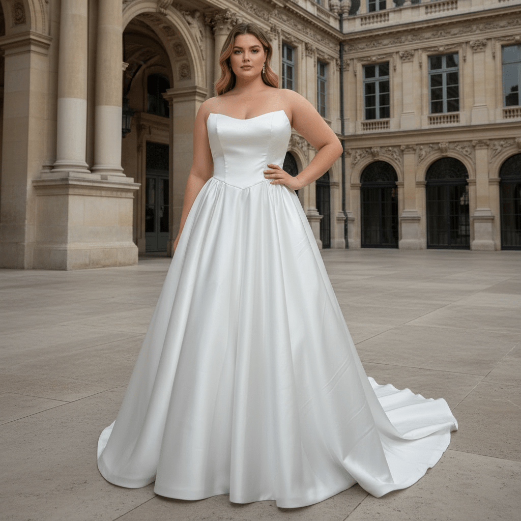 Elegant Satin A-line Wedding Dress with Boat Neckline - Rosymae