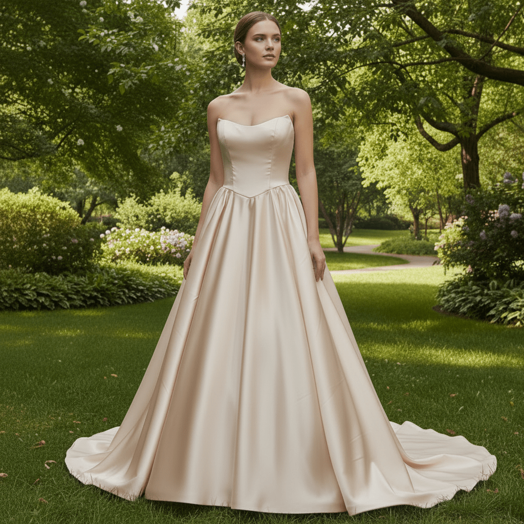 Elegant Satin A-line Wedding Dress with Boat Neckline - Rosymae