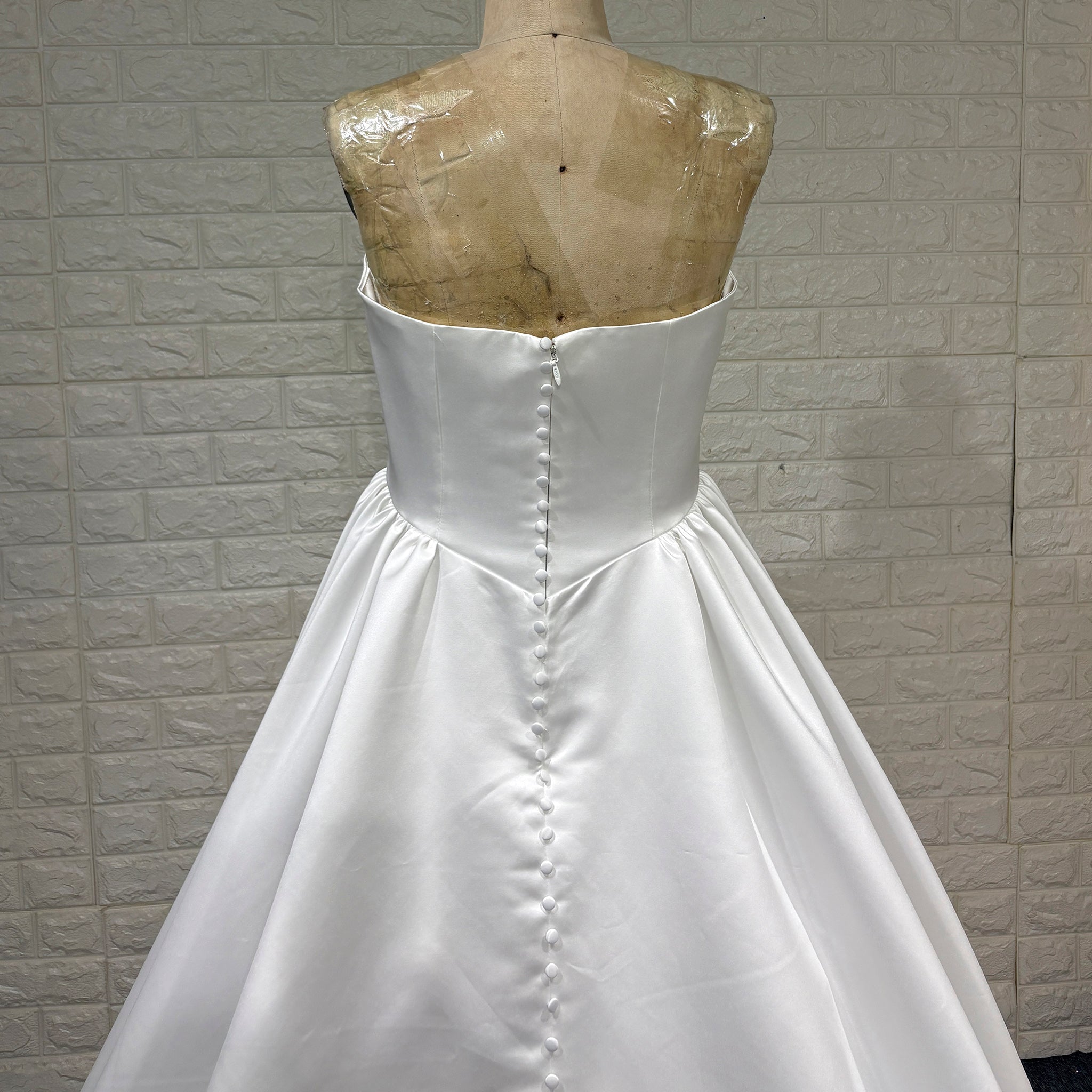 Elegant Satin A-line Wedding Dress with Boat Neckline - Rosymae