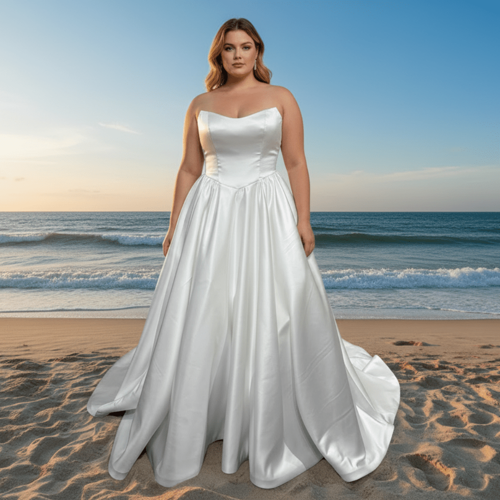 Elegant Satin A-line Wedding Dress with Boat Neckline - Rosymae