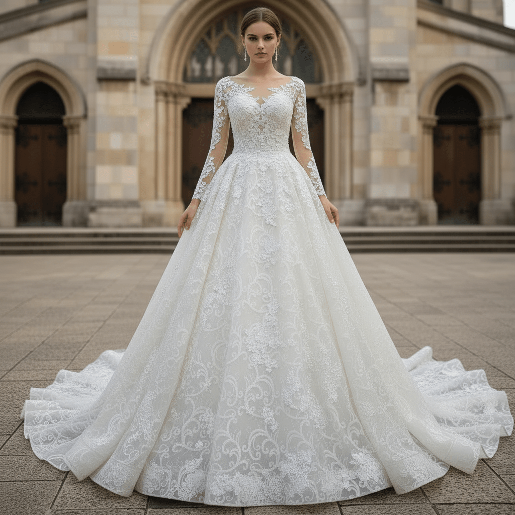 winter wedding dress with long sleeve