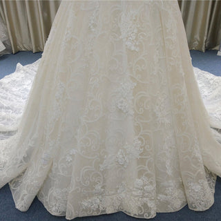 Elegant Scoop Luxury Lace Ball Gown Wedding Dress with Long Sleeve - Rosymae