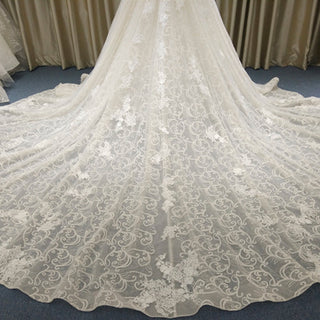 Elegant Scoop Luxury Lace Ball Gown Wedding Dress with Long Sleeve - Rosymae