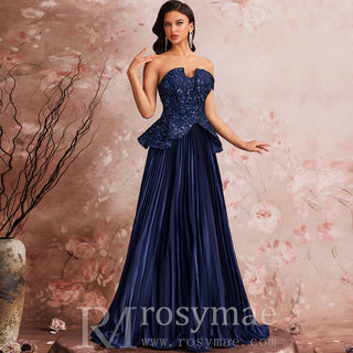 Elegant Sequin Patchwork Strapless Off-Shoulder Women Evening Dress - Rosymae
