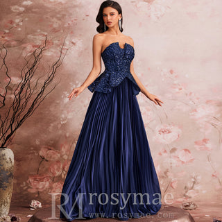 Elegant Sequin Patchwork Strapless Off-Shoulder Women Evening Dress - Rosymae
