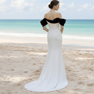 Elegant Sheath & Form Fitting Wedding Dresses with Front Leg Slit - Rosymae