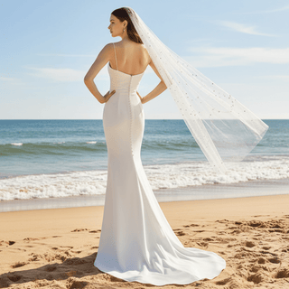 Elegant Simple Spaghetti Straps Mermaid Bridal Wedding Dress - Rosymae
