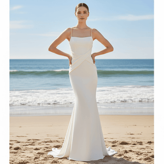 Elegant Simple Spaghetti Straps Mermaid Bridal Wedding Dress - Rosymae