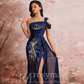 Elegant Sleeveless Sequins Formal Evening Dress with Mermaid & High Slit - Rosymae