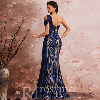 Elegant Sleeveless Sequins Formal Evening Dress with Mermaid & High Slit - Rosymae