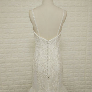 Elegant Spaghetti Straps Mermaid Wedding Gown with Beaded Bodice - Rosymae