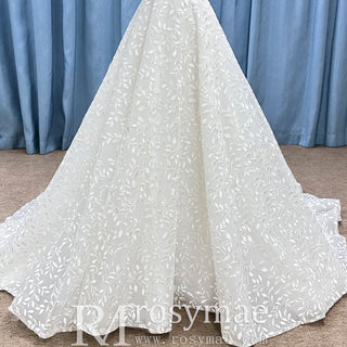 Elegant Square Neck A Line Lace Wedding Dress with Low Back - Rosymae
