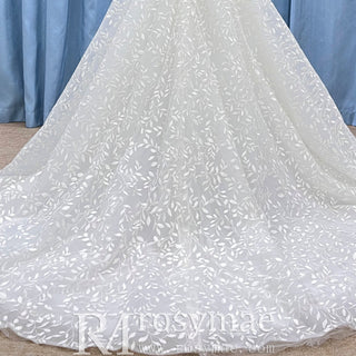 Elegant Square Neck A Line Lace Wedding Dress with Low Back - Rosymae