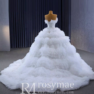 Elegant Strapless Big Skirt Ball Gown Sparkly Wedding Dress - Rosymae