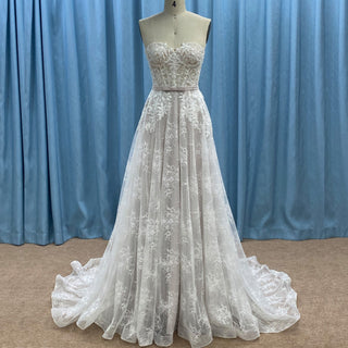 Elegant Strapless Elegant Lace Wedding Dress with Sweetheart Neckline - Rosymae