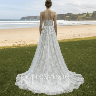 Elegant Strapless Elegant Lace Wedding Dress with Sweetheart Neckline - Rosymae